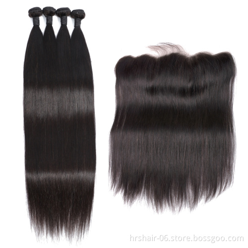 Long middle free three part closure with hair weaving Peruvian hair bundles with 2x6 4x4 13x4 360frontal